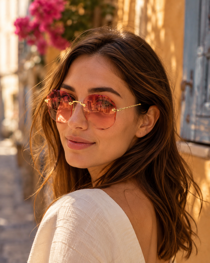 Polygonal Sunglasses Women Rimless Trimmed Sunglasses