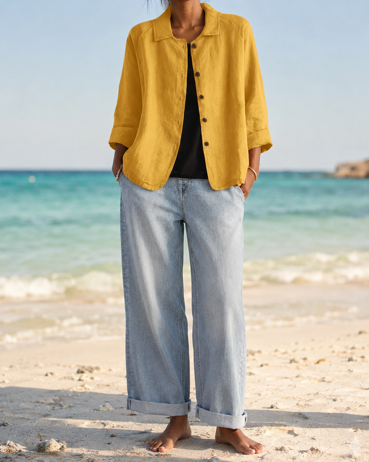 Linen Blend Long Sleeve Shirt Cardigan