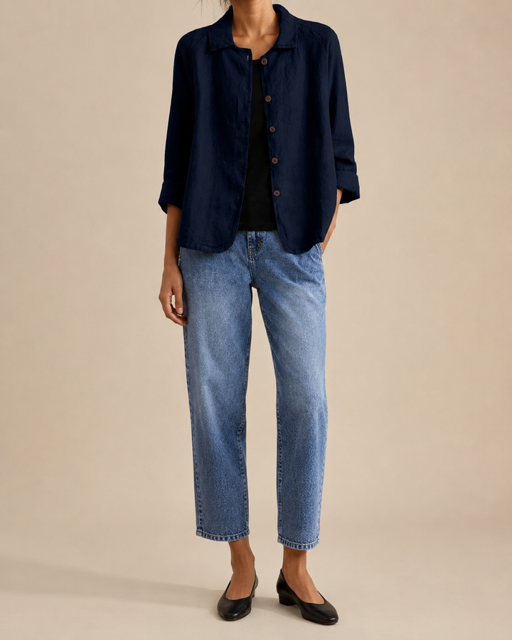Linen Blend Long Sleeve Shirt Cardigan