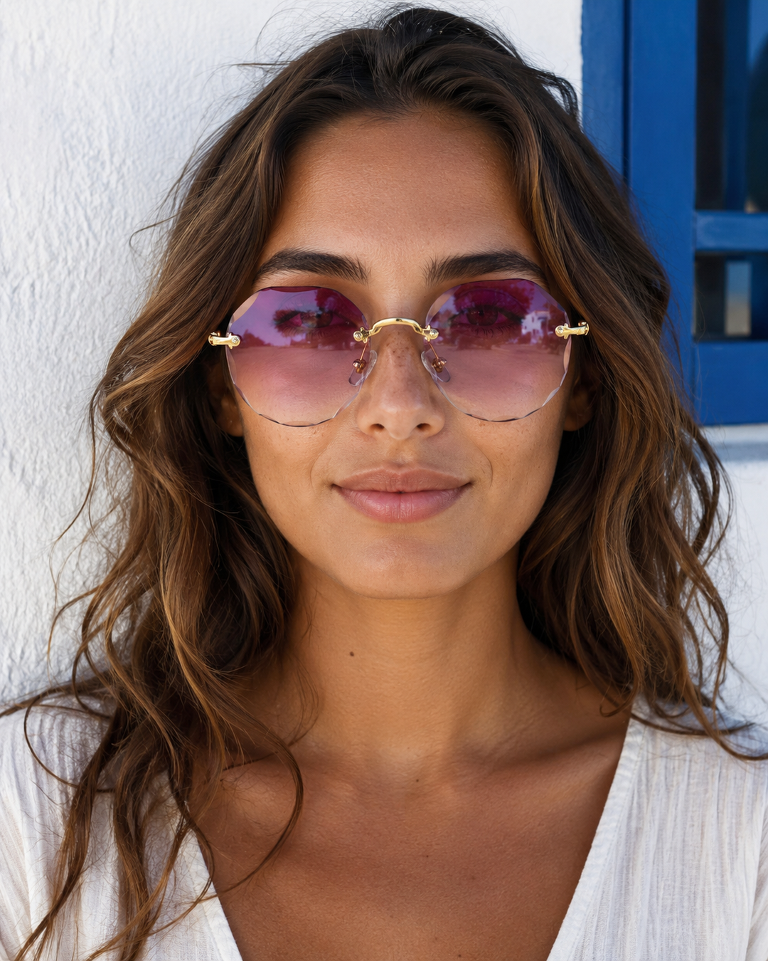 Polygonal Sunglasses Women Rimless Trimmed Sunglasses